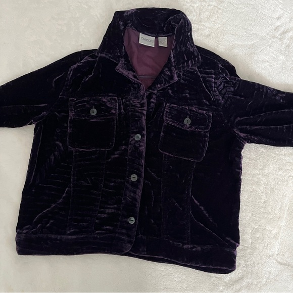 Chicos purple velvet button up light jacket vintage Size 0 - Picture 1 of 3